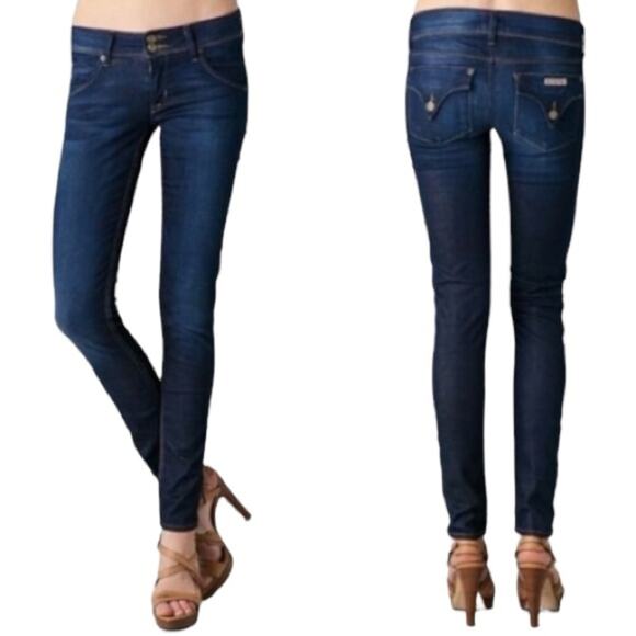 Hudson Collin Jeans Back Flap Pocket 2 Button Front Elm Dark Wash Size 25 - Picture 11 of 11